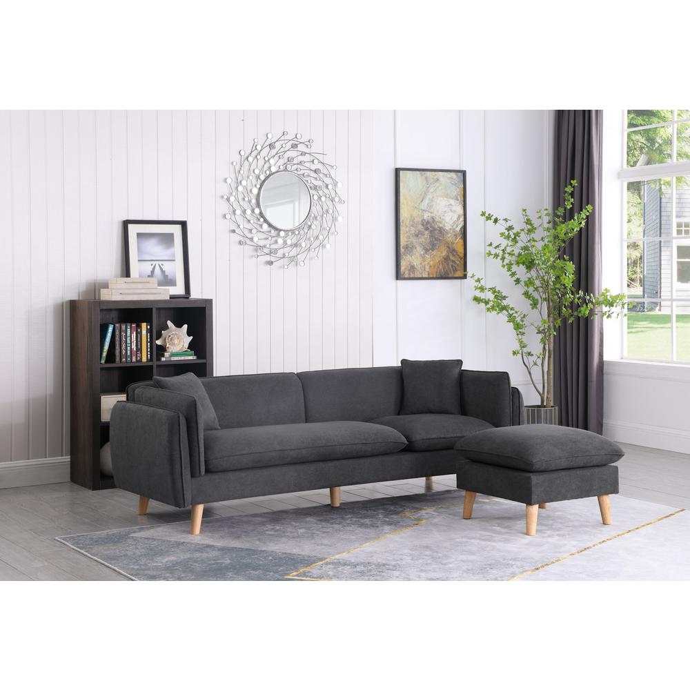 Brayden Dark Gray Fabric Sectional Sofa Chaise By Lilola Home | Sofas | Modishstore-3