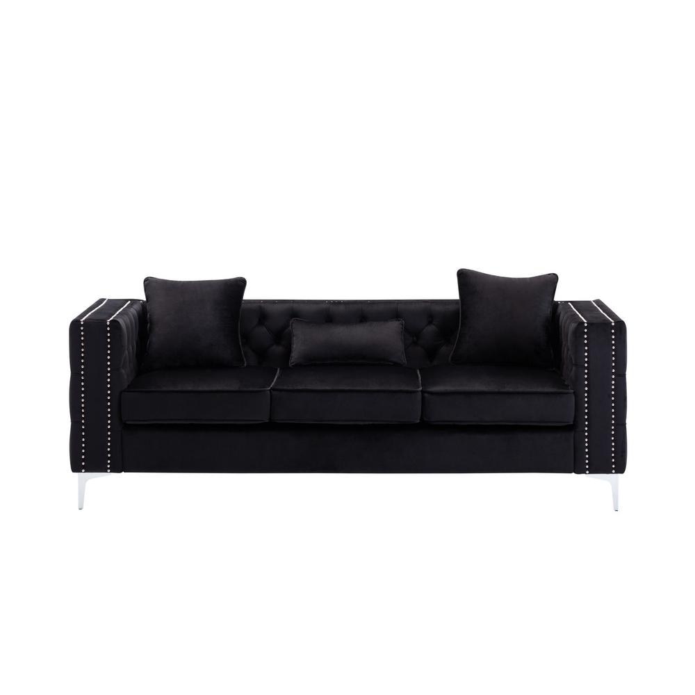 Lorreto Gray Velvet Fabric Sofa Loveseat Chair Living Room Set By Lilola Home | Sofas | Modishstore-12