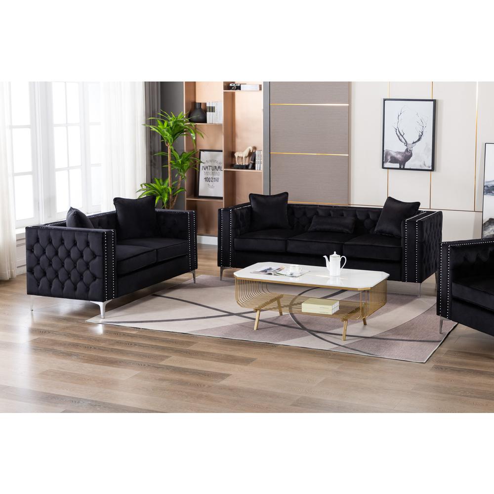 Lorreto Gray Velvet Fabric Sofa Loveseat Living Room Set By Lilola Home | Sofas | Modishstore-6
