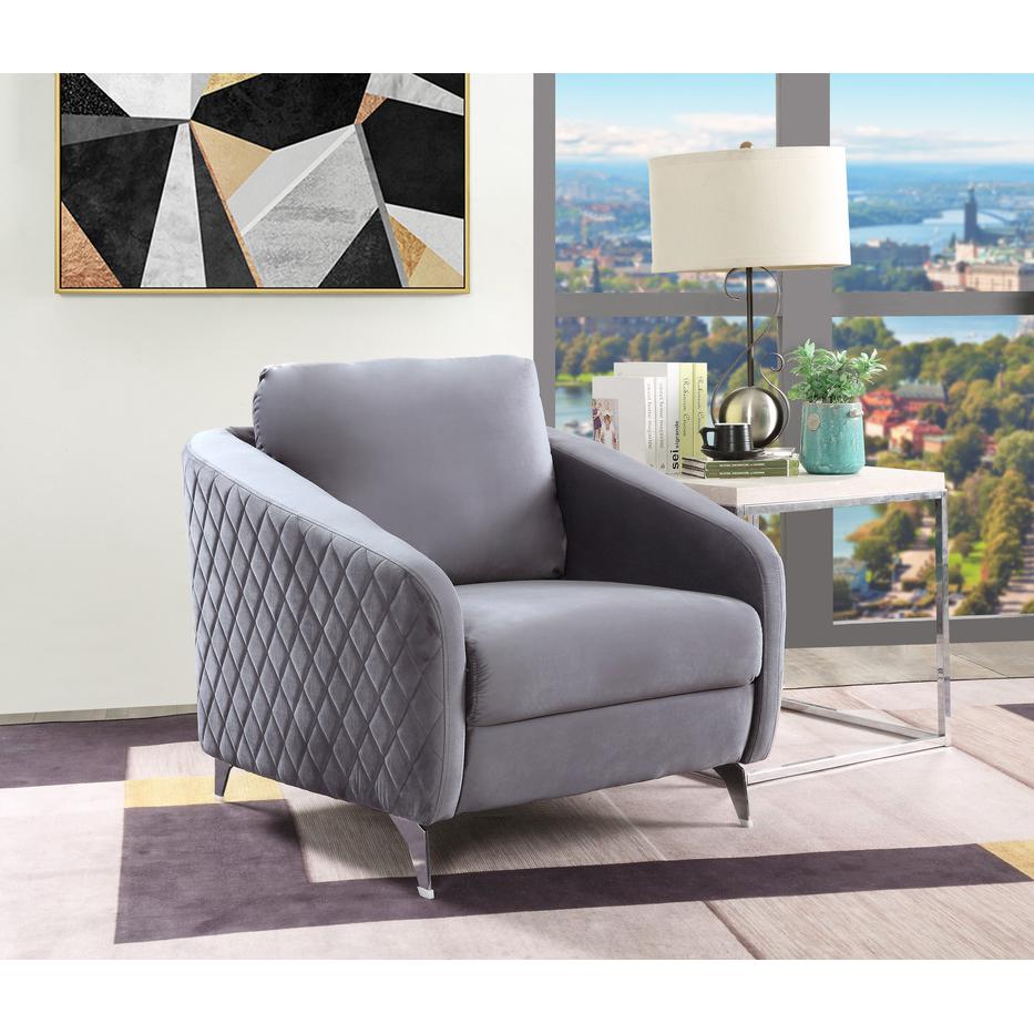 Sofia Gray Velvet Fabric Sofa Loveseat Chair Living Room Set By Lilola Home | Sofas | Modishstore-4