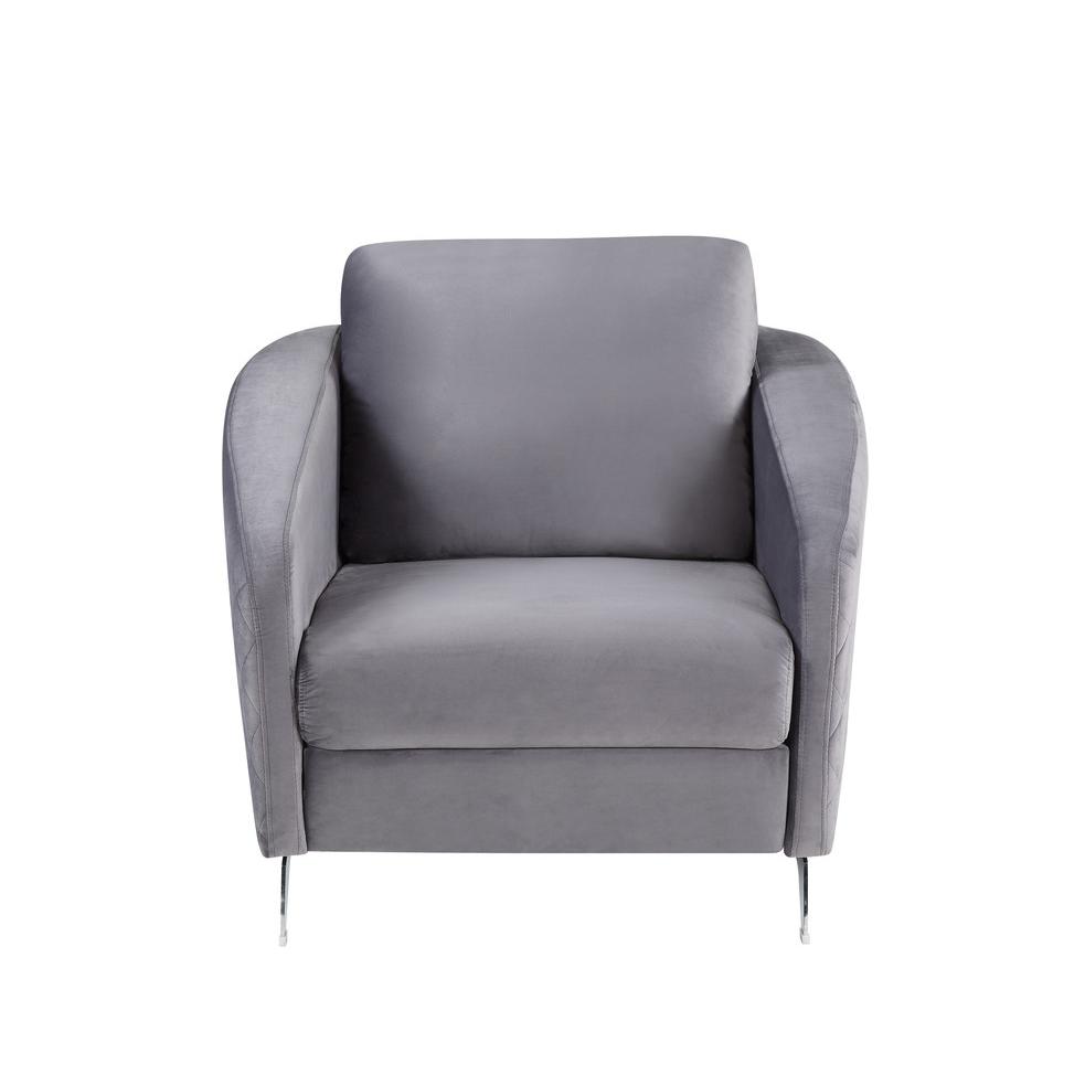 Sofia Gray Velvet Modern Chic Accent Armchair By Lilola Home | Armchairs | Modishstore-3