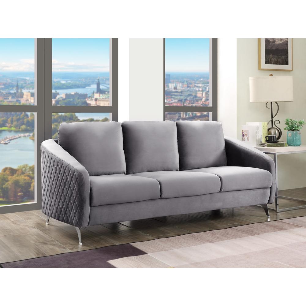 Sofia Gray Velvet Modern Chic Sofa Couch By Lilola Home | Sofas | Modishstore