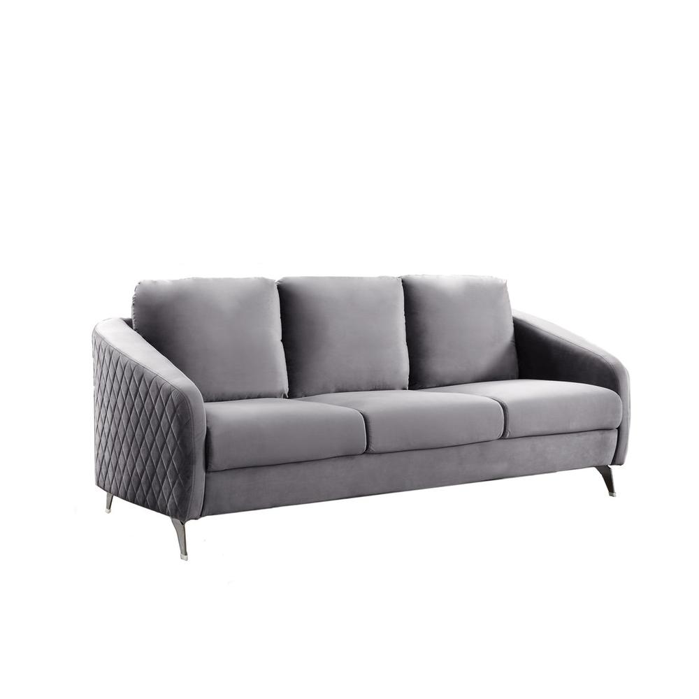 Sofia Gray Velvet Fabric Sofa Loveseat Chair Living Room Set By Lilola Home | Sofas | Modishstore-11