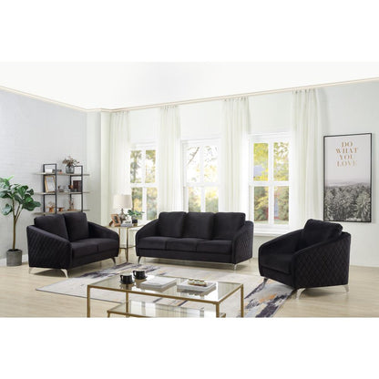 Sofia Gray Velvet Fabric Sofa Loveseat Chair Living Room Set By Lilola Home | Sofas | Modishstore-13