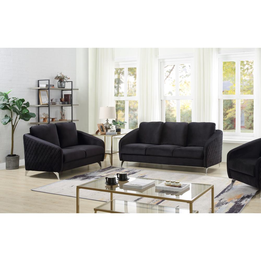 Sofia Gray Velvet Fabric Sofa Loveseat Living Room Set By Lilola Home | Sofas | Modishstore-9