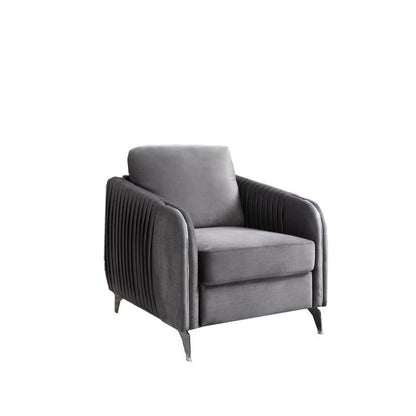 Hathaway Gray Velvet Modern Chic Accent Armchair By Lilola Home | Armchairs | Modishstore-2