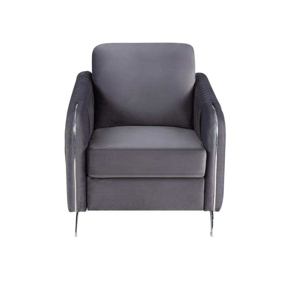 Hathaway Gray Velvet Modern Chic Accent Armchair By Lilola Home | Armchairs | Modishstore-3