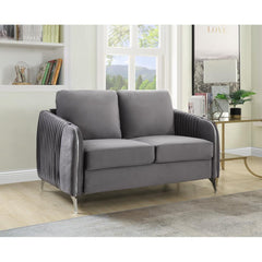 Hathaway Gray Velvet Modern Chic Loveseat Couch By Lilola Home