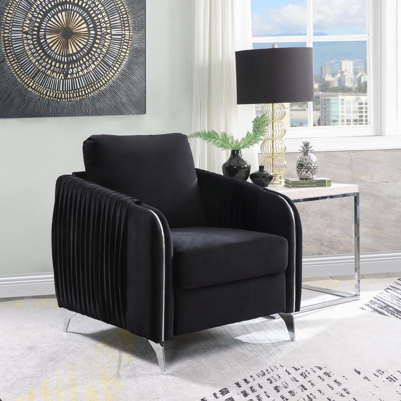 Hathaway Gray Velvet Modern Chic Accent Armchair By Lilola Home | Armchairs | Modishstore-5