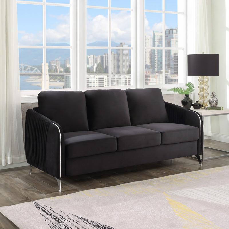 Hathaway Gray Velvet Fabric Sofa Loveseat Chair Living Room Set By Lilola Home | Sofas | Modishstore-26