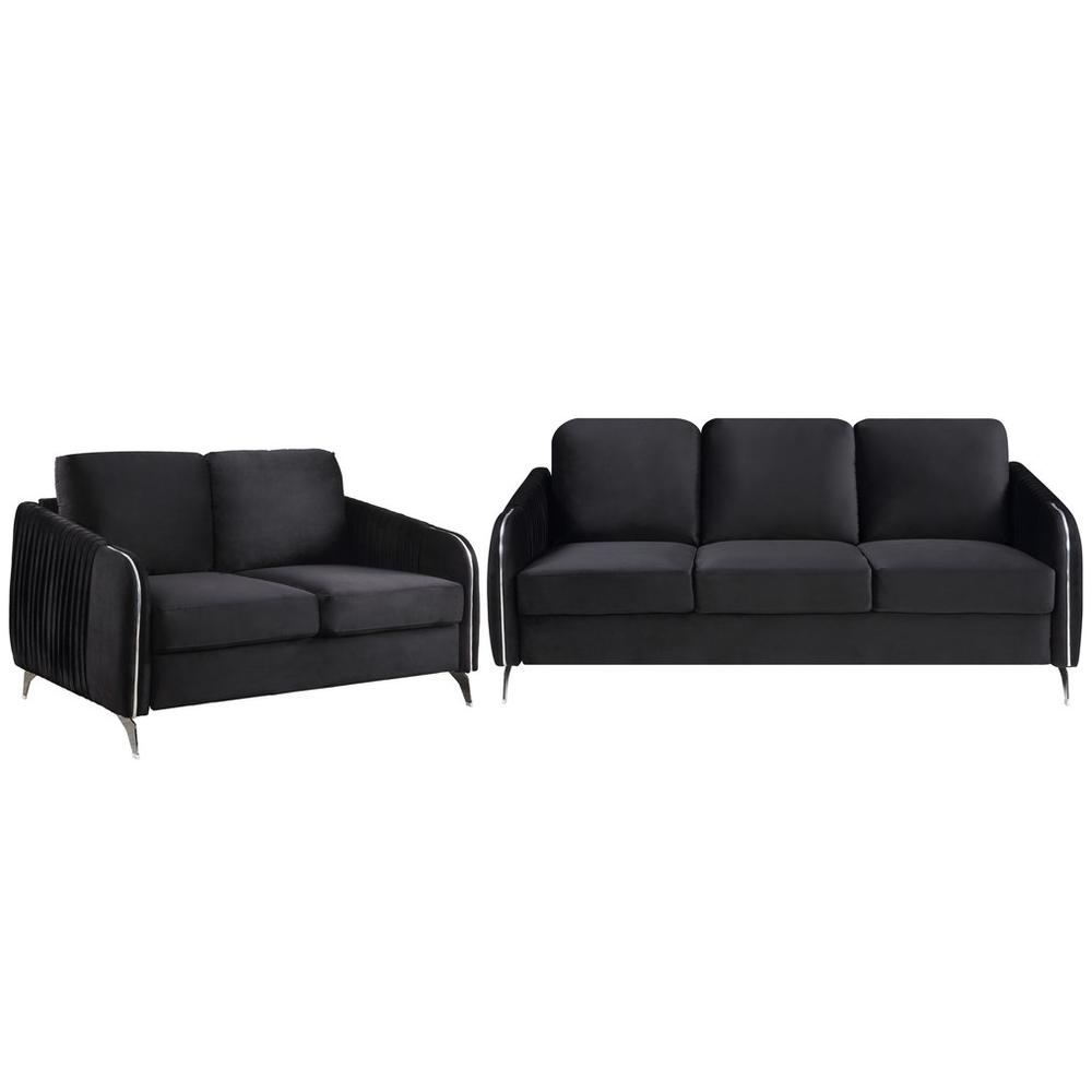 Hathaway Gray Velvet Fabric Sofa Loveseat Chair Living Room Set By Lilola Home | Sofas | Modishstore-27