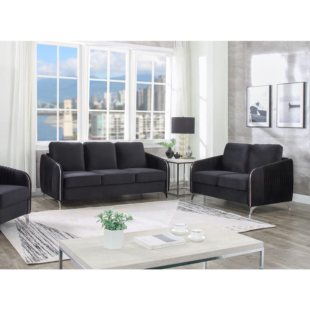 Hathaway Gray Velvet Fabric Sofa Loveseat Living Room Set By Lilola Home | Sofas | Modishstore-11