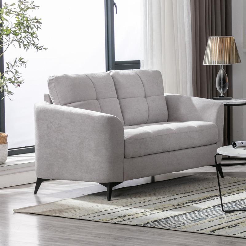 Callie Gray Velvet Fabric Sofa Loveseat Chair Living Room Set By Lilola Home | Sofas | Modishstore-15