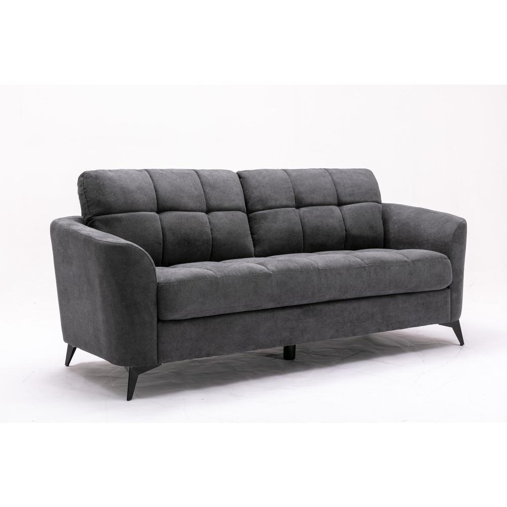 Callie Gray Velvet Fabric Sofa Loveseat Chair Living Room Set By Lilola Home | Sofas | Modishstore-11