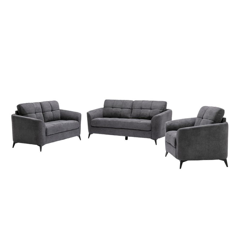Callie Gray Velvet Fabric Sofa Loveseat Chair Living Room Set By Lilola Home | Sofas | Modishstore