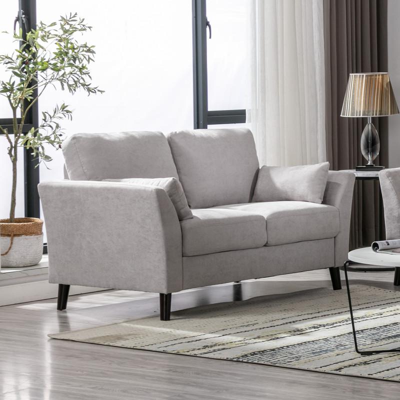 Damian Gray Velvet Sofa Loveseat Chair Living Room Set By Lilola Home | Sofas | Modishstore-19