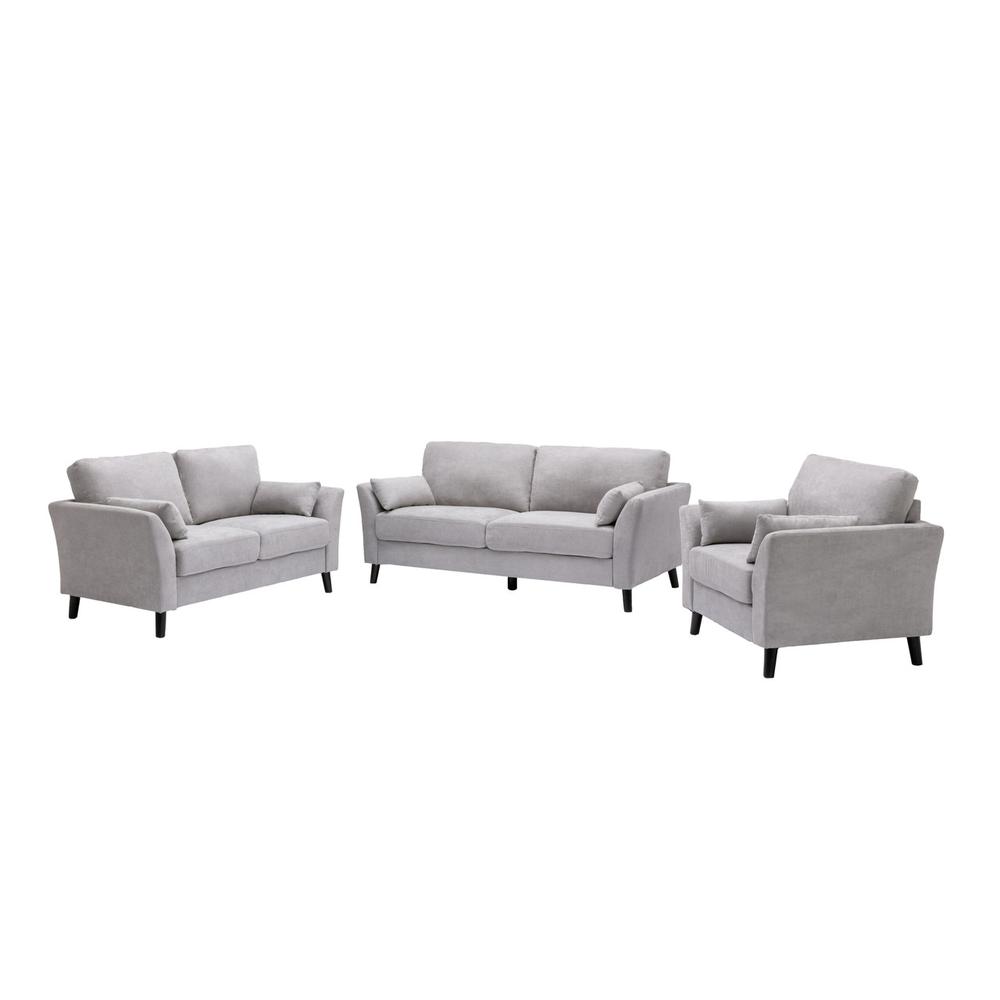 Damian Gray Velvet Sofa Loveseat Chair Living Room Set By Lilola Home | Sofas | Modishstore-18