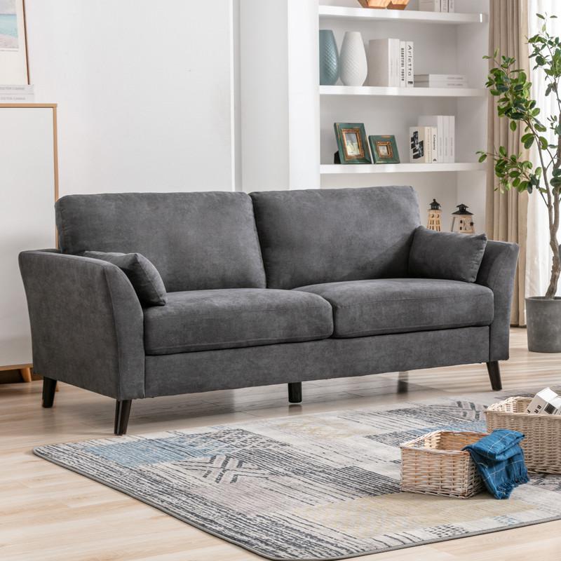 Damian Gray Velvet Sofa Loveseat Chair Living Room Set By Lilola Home | Sofas | Modishstore-9