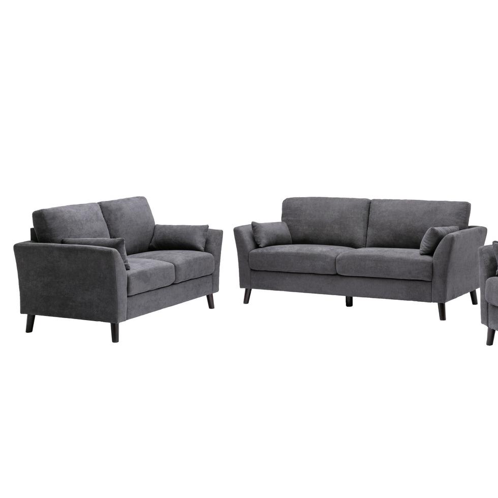Damian Gray Velvet Fabric Sofa Loveseat Living Room Set By Lilola Home | Sofas | Modishstore