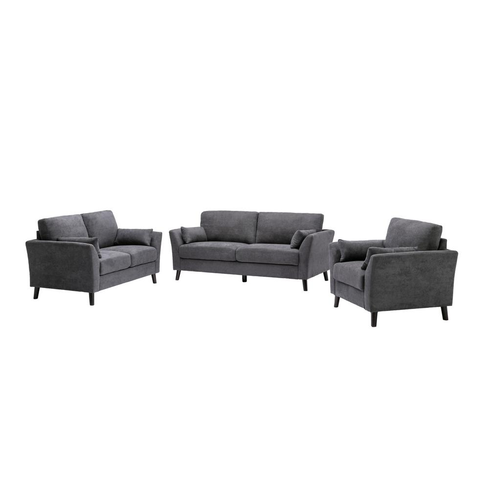 Damian Gray Velvet Sofa Loveseat Chair Living Room Set By Lilola Home | Sofas | Modishstore
