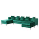 Ryan Green Velvet Double Chaise Sectional Sofa with Nail-Head Trim By Lilola Home | Sofas | Modishstore