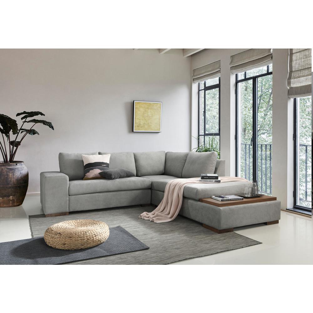 Bianca Light Gray Woven Fabric Sectional Sofa with Console Table and Right Hand Facing Chaise By Lilola Home | Sofas | Modishstore