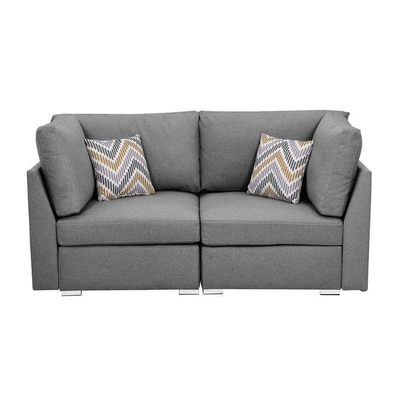 Amira Gray Fabric Loveseat Couch with Pillows By Lilola Home | Loveseats | Modishstore-3