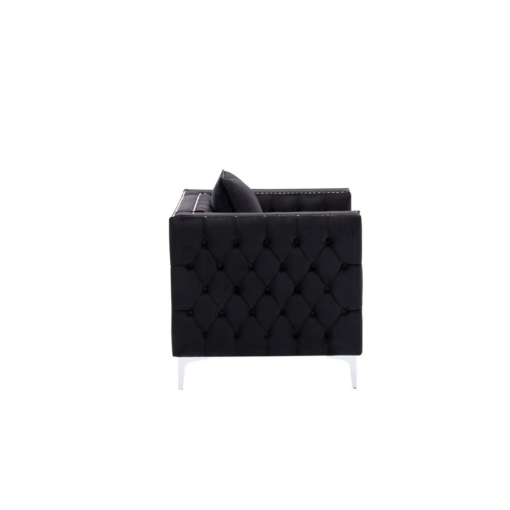 Lorreto Black Velvet Chair By Lilola Home | Lounge Chairs | Modishstore-3