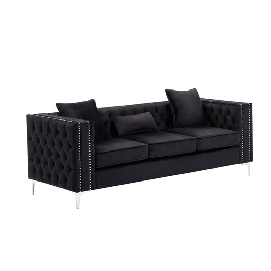 Lorreto Black Velvet Sofa By Lilola Home | Sofas | Modishstore