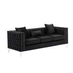 Lorreto Black Velvet Sofa By Lilola Home