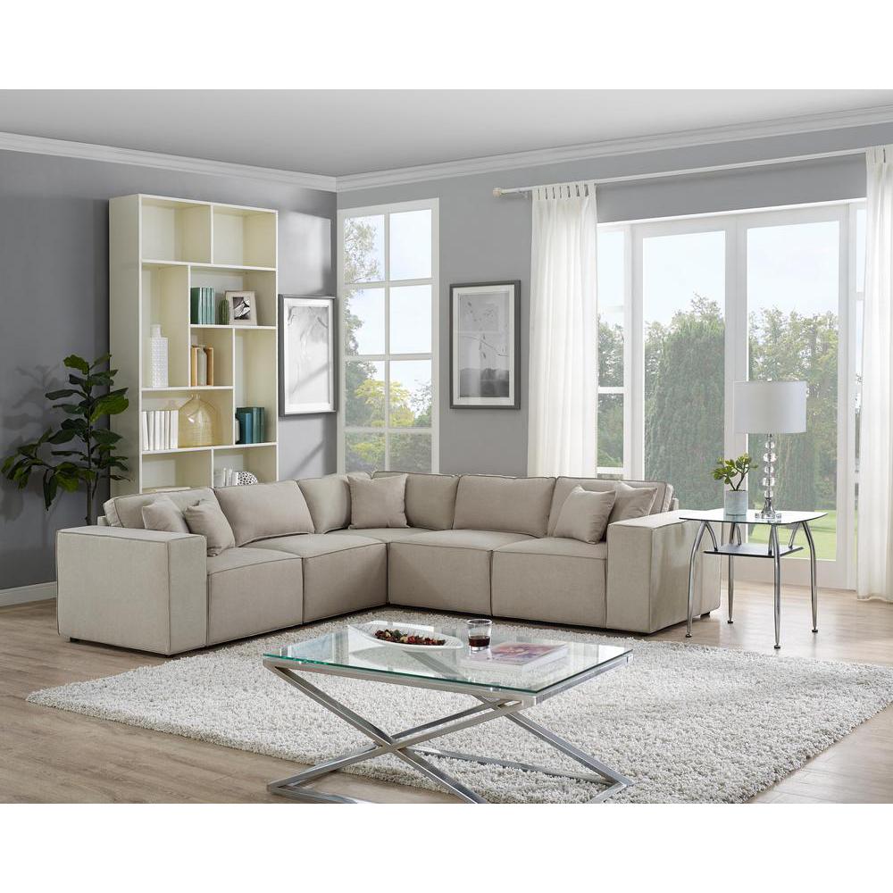 Jenson Modular Sectional Sofa in Beige Linen By Lilola Home | Sofas | Modishstore-2