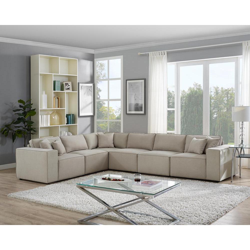 Janelle Modular Sectional Sofa in Beige Linen By Lilola Home | Sofas | Modishstore-2