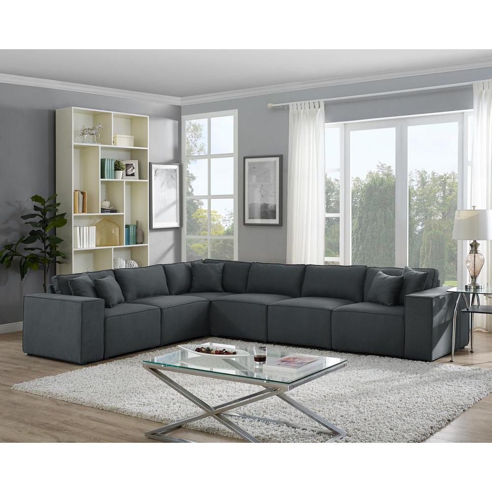 Janelle Modular Sectional Sofa in Dark Gray Linen By Lilola Home | Sofas | Modishstore-2