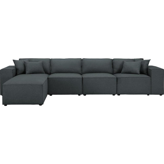 Ermont Sofa with Reversible Chaise in Dark Gray Linen By Lilola Home | Sofas | Modishstore
