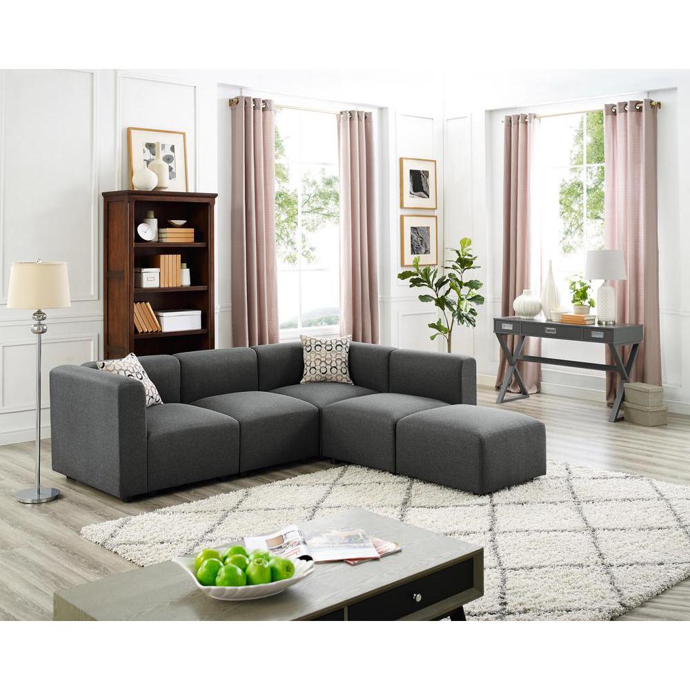 Nash Modular Sectional Sofa with Ottoman in Steel Gray Linen By Lilola Home | Sofas | Modishstore-2