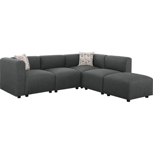 Nash Modular Sectional Sofa with Ottoman in Steel Gray Linen By Lilola Home | Sofas | Modishstore