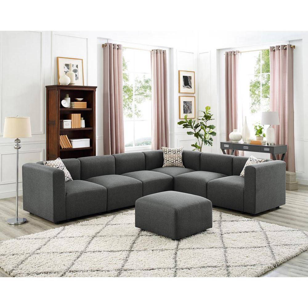 Copley Modular Sectional Sofa with Ottoman in Steel Gray Linen By Lilola Home | Sofas | Modishstore-2
