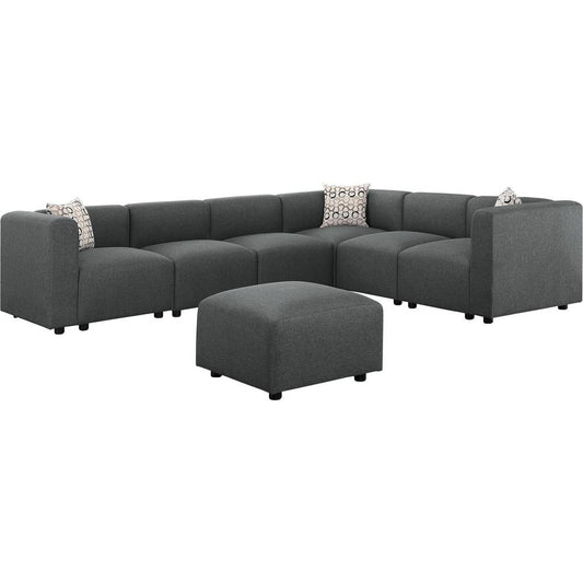 Copley Modular Sectional Sofa with Ottoman in Steel Gray Linen By Lilola Home | Sofas | Modishstore