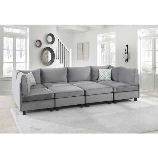 Zelmira Gray Velvet 8Pc Modular Sectional Sofa By Lilola Home | Sofas | Modishstore