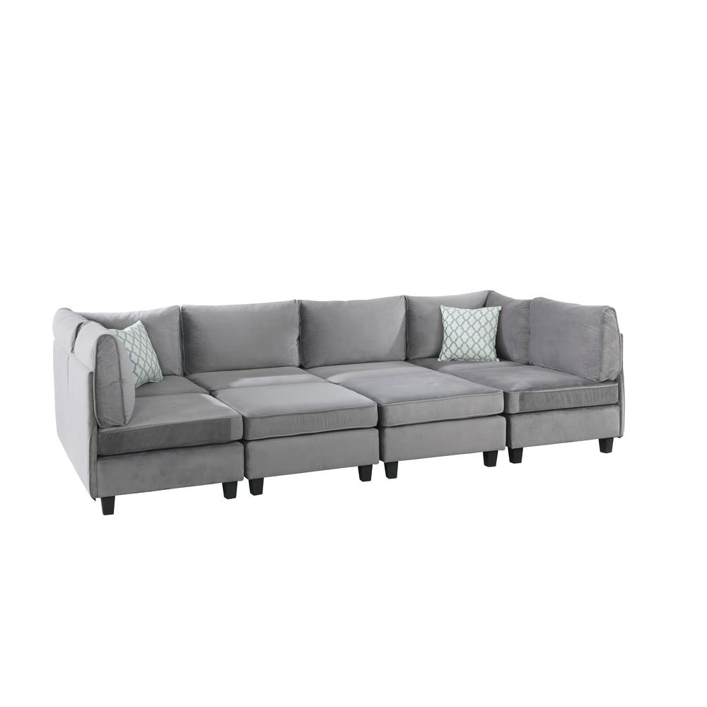 Zelmira Gray Velvet 8Pc Modular Sectional Sofa By Lilola Home | Sofas | Modishstore-4
