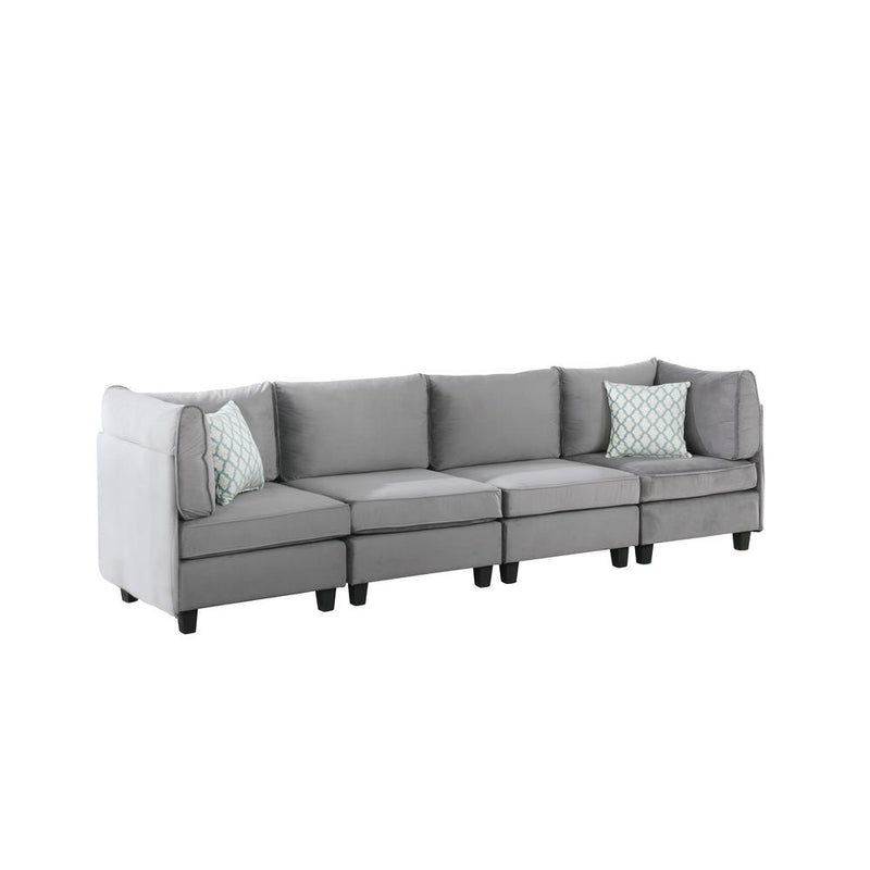 Zelmira Gray Velvet 4Pc Sofa By Lilola Home | Sofas | Modishstore