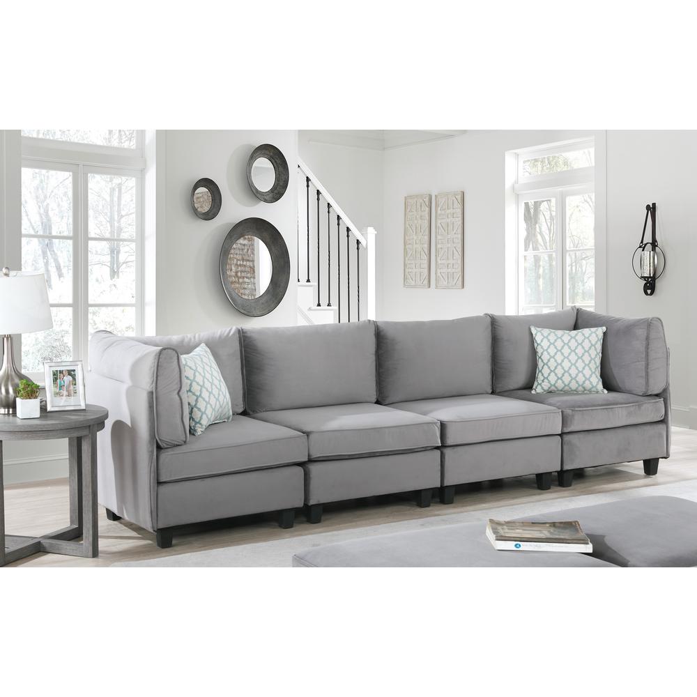 Zelmira Gray Velvet 4Pc Sofa By Lilola Home | Sofas | Modishstore-2