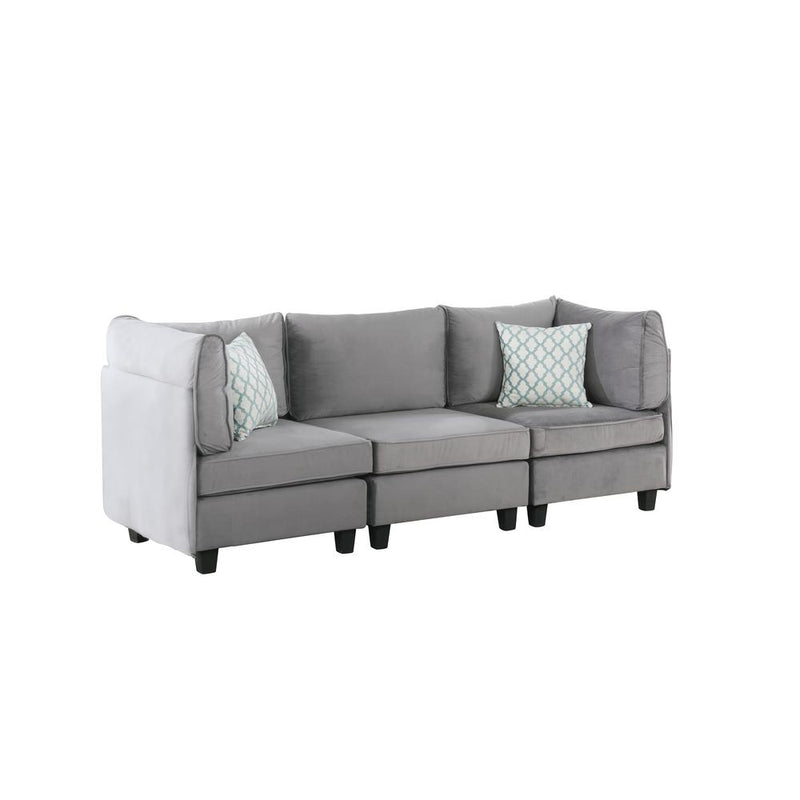 Zelmira Gray Velvet 3Pc Sofa By Lilola Home | Sofas | Modishstore