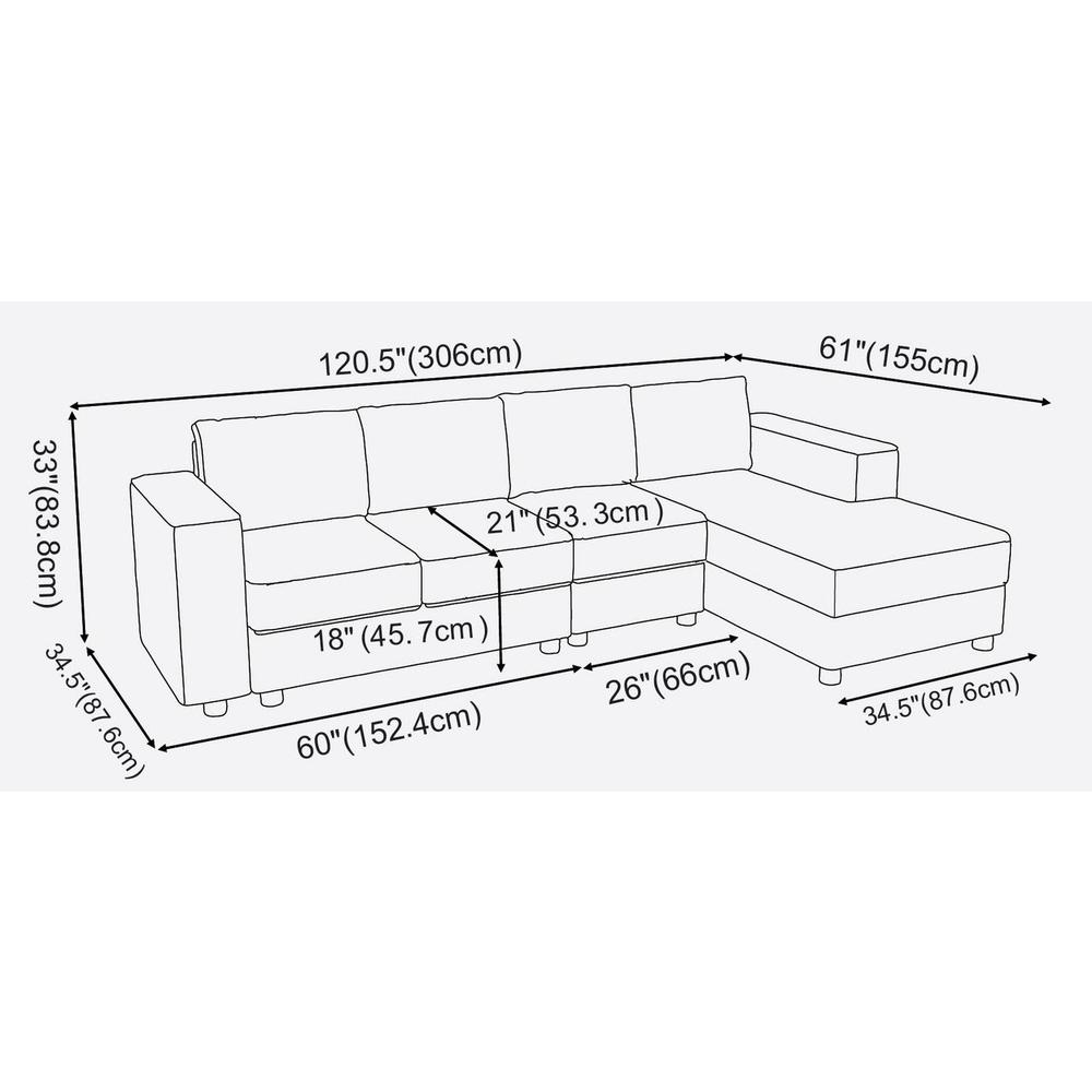 Dunlin Light Gray Linen Reversible Modular Sectional Sofa Chaise By Lilola Home | Sofas | Modishstore-2