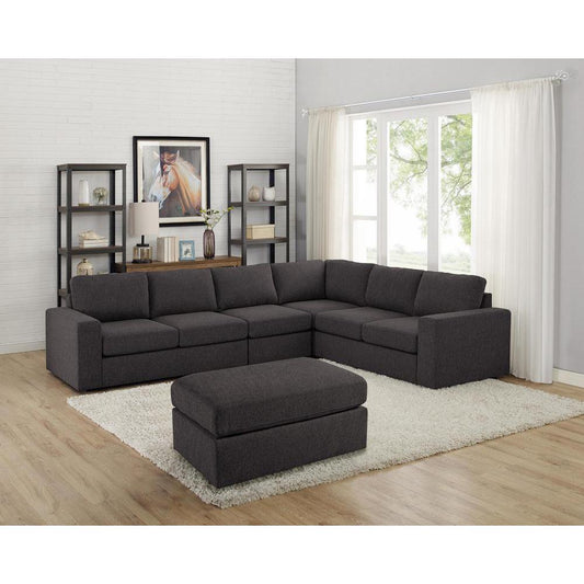 Bayside Modular Sectional Sofa with Ottoman in Dark Gray Linen By Lilola Home | Sofas | Modishstore