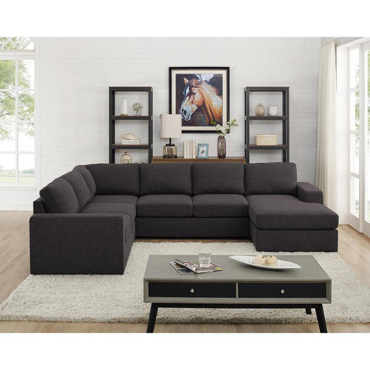 Warren Sectional Sofa with Reversible Chaise in Dark Gray Linen By Lilola Home | Sofas | Modishstore