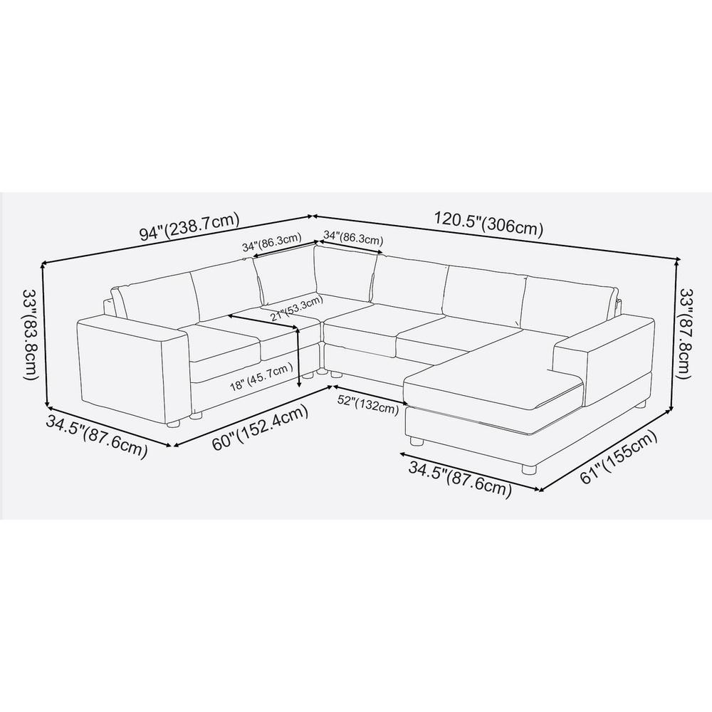 Warren Light Gray Linen 6 Seat Reversible Modular Sectional Sofa Chaise By Lilola Home | Sofas | Modishstore-2