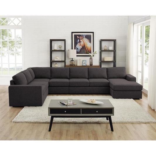 Tifton Modular Sectional Sofa with Reversible Chaise in Dark Gray Linen By Lilola Home | Sofas | Modishstore