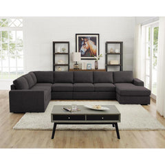 Tifton Modular Sectional Sofa with Reversible Chaise in Dark Gray Linen By Lilola Home