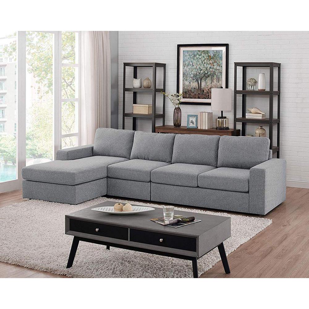 Dunlin Light Gray Linen Reversible Modular Sectional Sofa Chaise By Lilola Home | Sofas | Modishstore